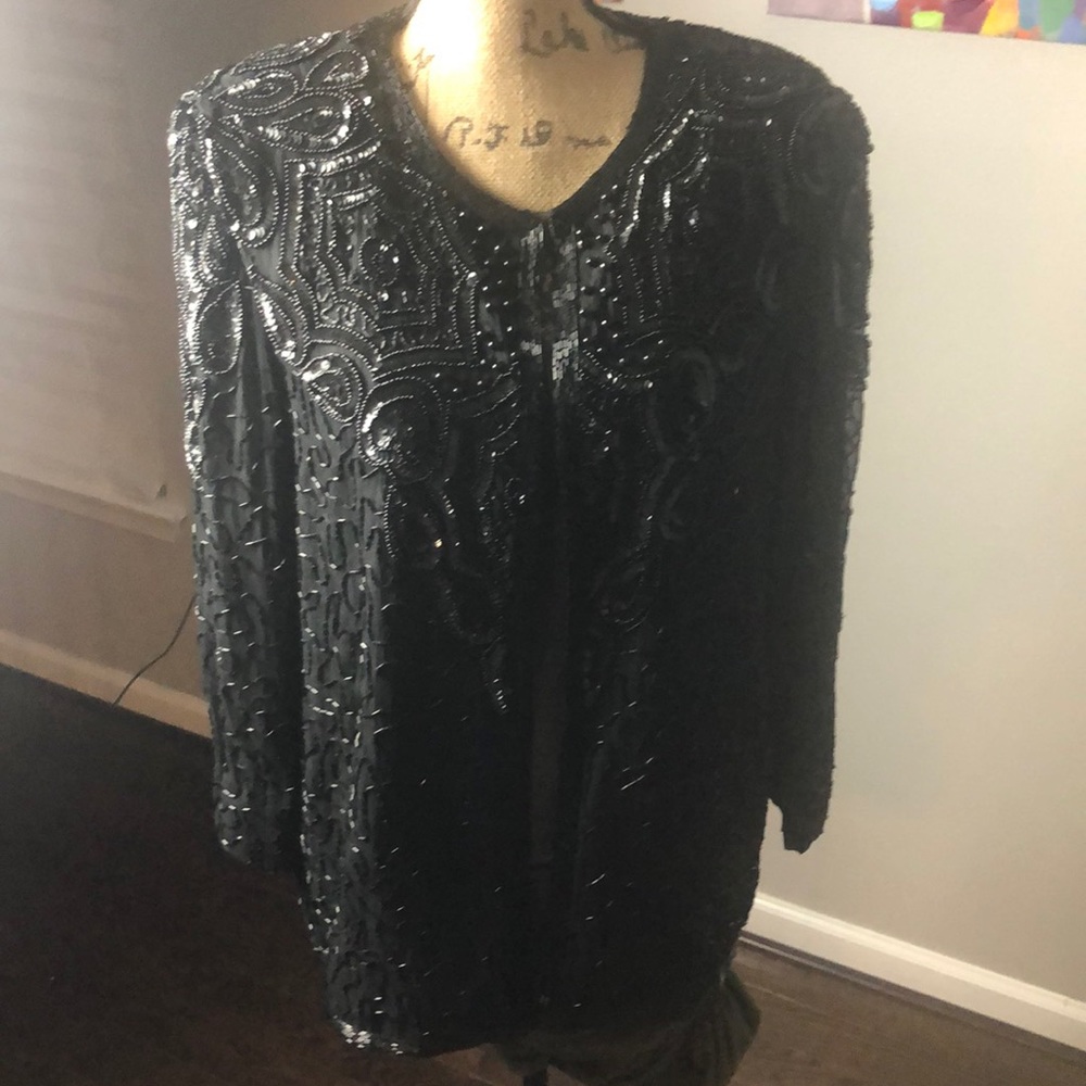 Adrianna Papell sequin jacket sz 14